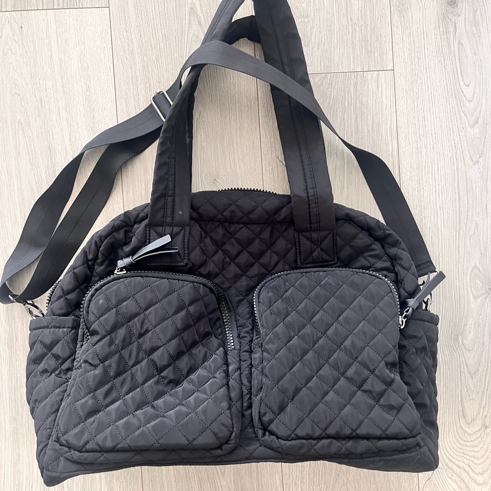 Quilted Black Tote Bag - personal item flight
